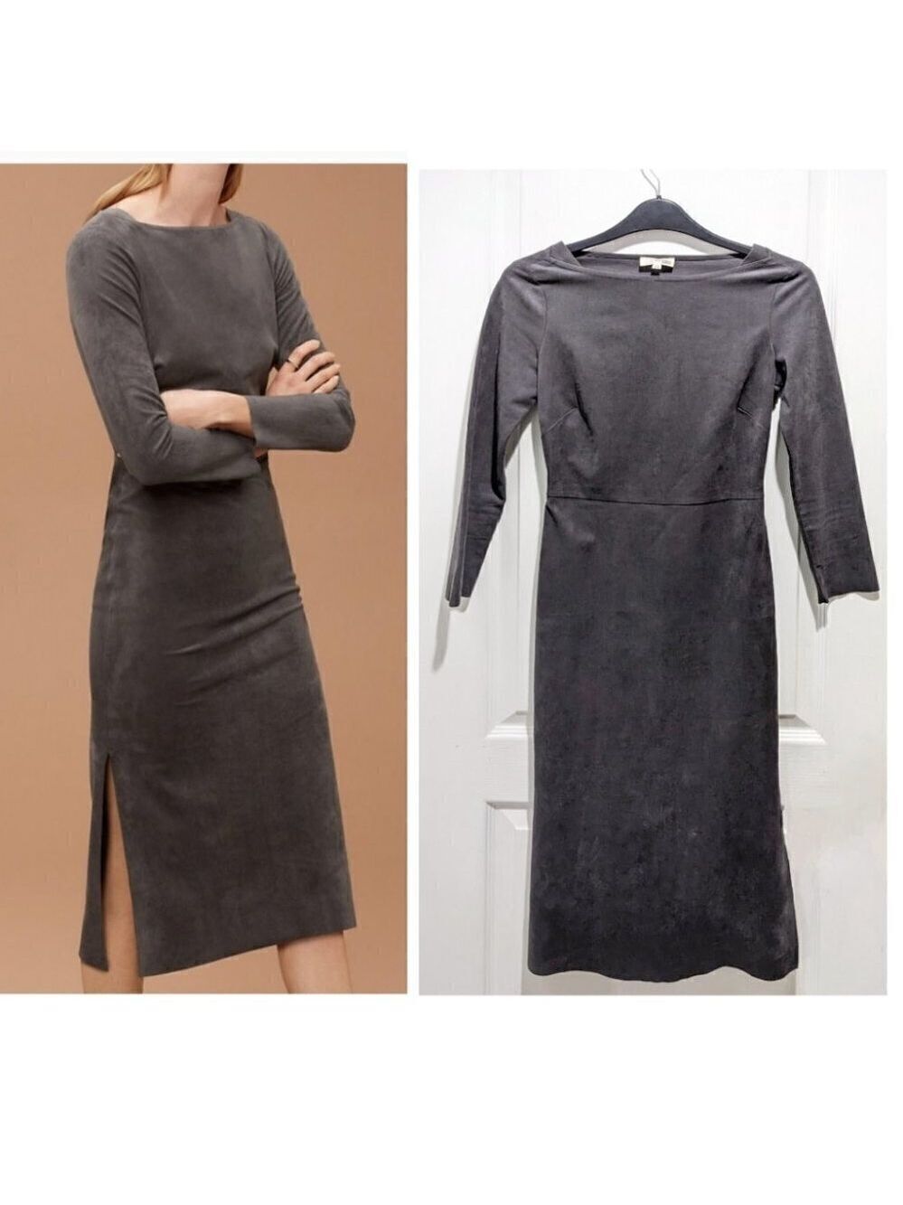 Aritzia Wilfred Free | Abma sueded midi dress in grey